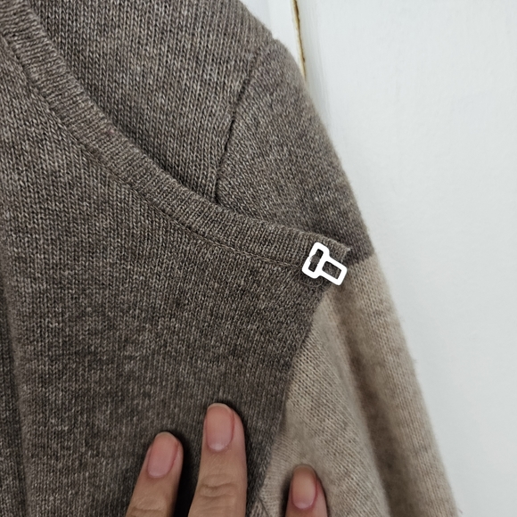 Benedetta B Color Block Black Tan Merino Wool Cashmere Cardigan Sweater Medium - Picture 8 of 12